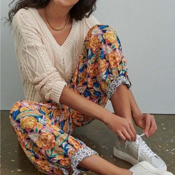 Anthropologie Vibrant Floral Joggers - Picture 3 of 13